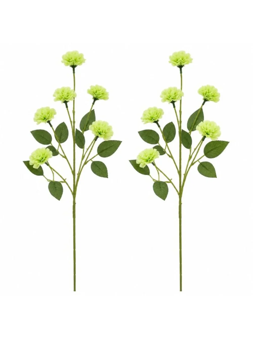 Lime Green Mini Carnation Stems Set of 2 26 Inch Artificial Flowers Faux Filler
